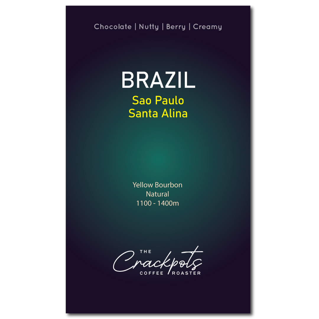 Product image for Brazil Sao Paolo Santa Alina medium roast by The Crackpots Coffee Roaster based in USJ 1.